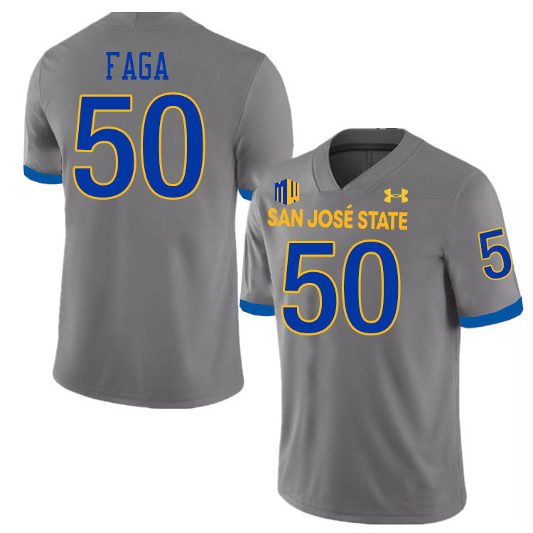 #50 Gafa Faga SJSU Jersey,San Jose State Spartans Football Jersey College Uniforms-Grey
